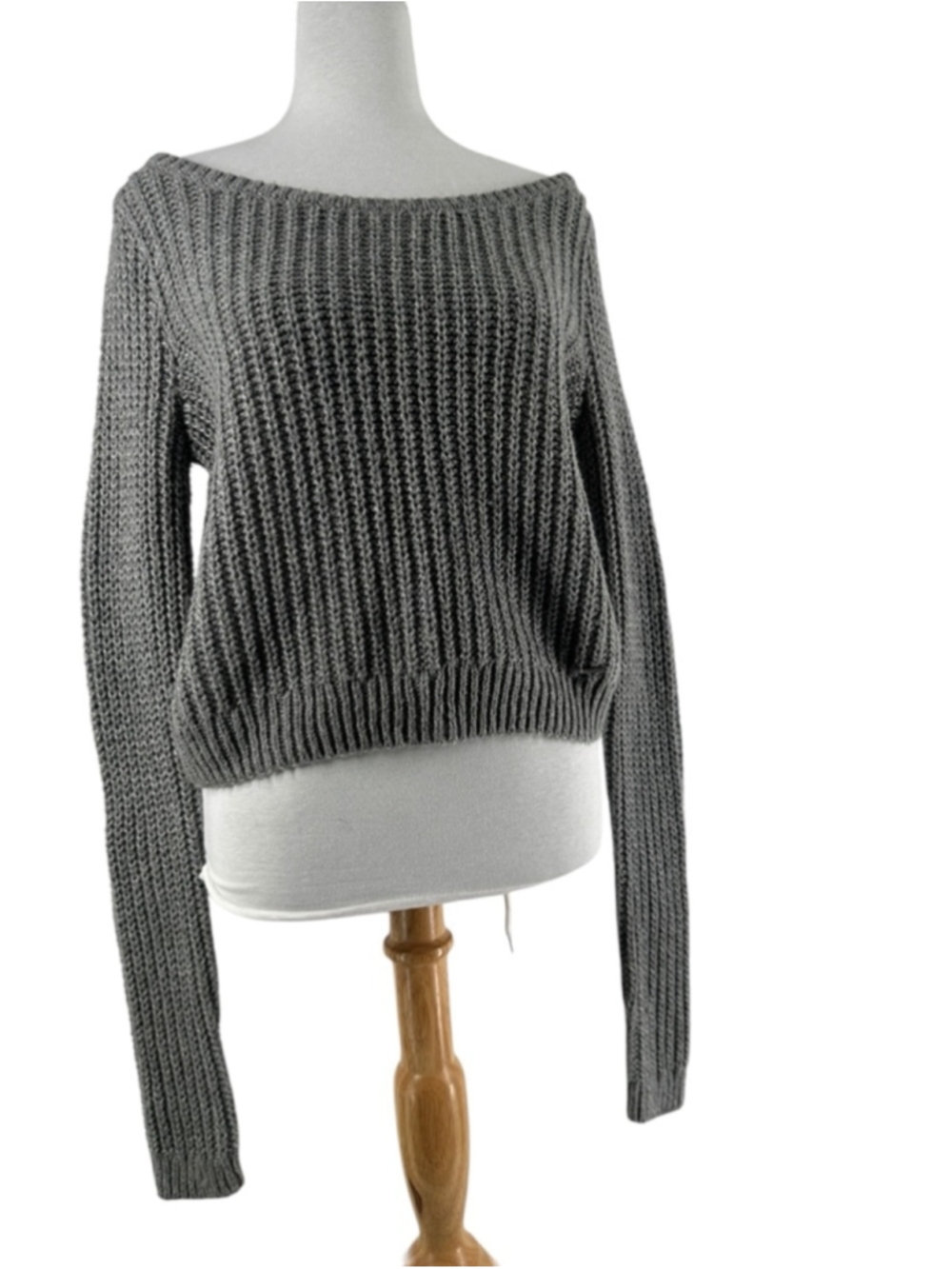 Abercrombie & Fitch Open Knit Sweater off the shoulder light weight y2k sz M - Picture 1 of 8